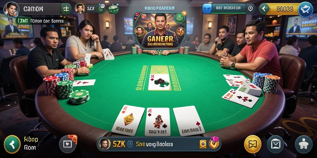 Tampilan gameplay yang mendebarkan di 5ZK saat bermain Poker.