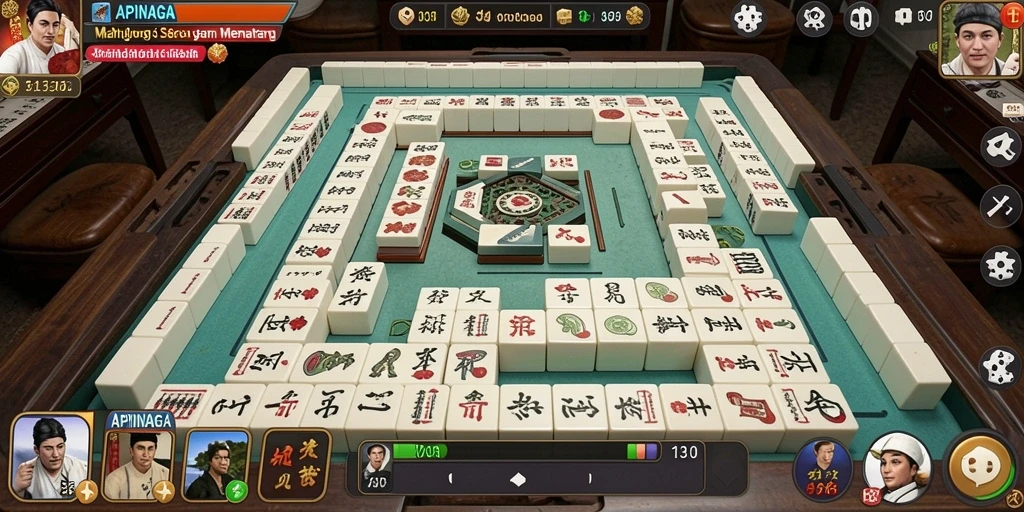 Screenshot utama APINAGA menampilkan gameplay Mahjong yang seru.