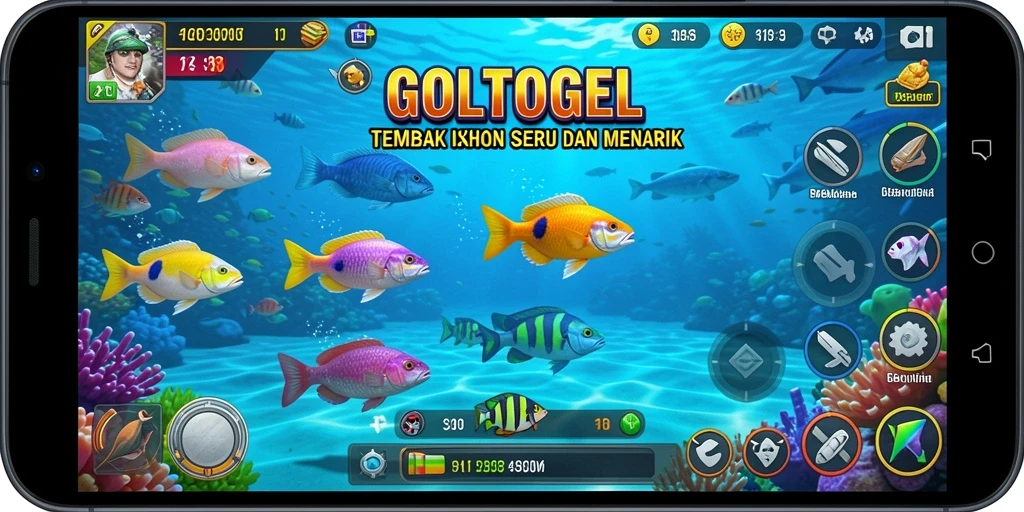 Screenshot gameplay GOLTOGEL menampilkan serunya menembak ikan.