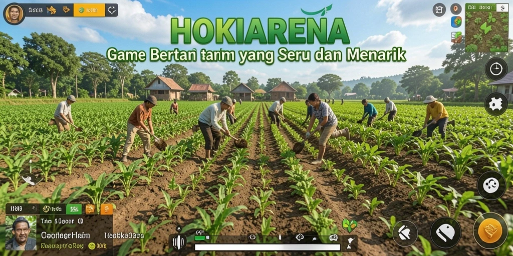 Screenshot HOKIARENA menampilkan gameplay seru bertani dan merawat hewan.
