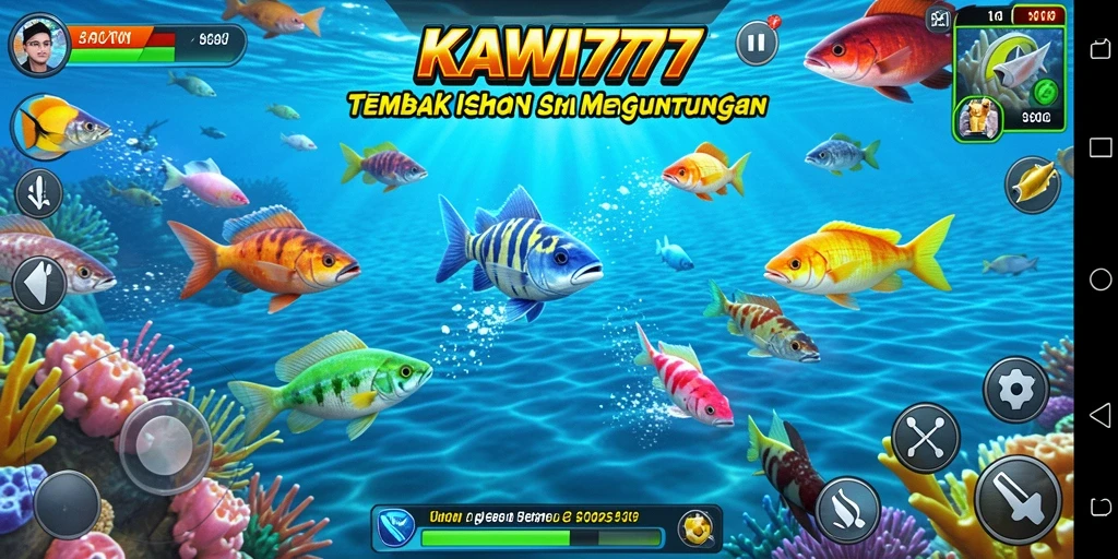 Tampilan gameplay seru Tembak Ikan di KAWI777.