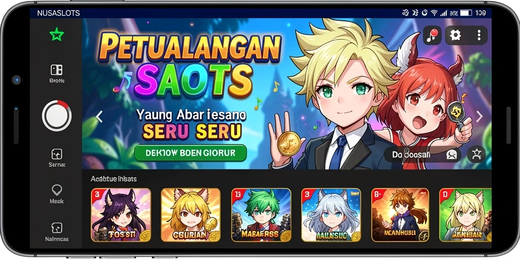 Screenshot NUSASLOTS menampilkan gameplay seru dengan karakter anime.