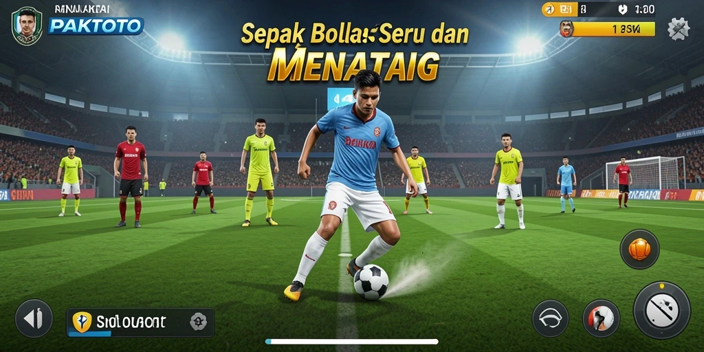 Tampilan utama gameplay PAKTOTO dengan aksi sepak bola yang mendebarkan.
