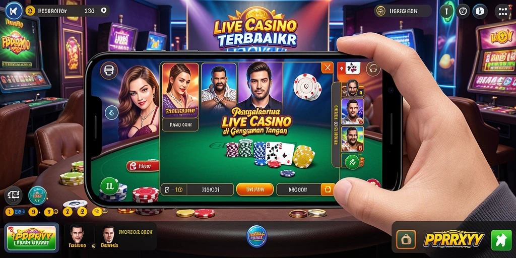 Screenshot gameplay PPRRYY yang menunjukkan dealer dan permainan langsung.
