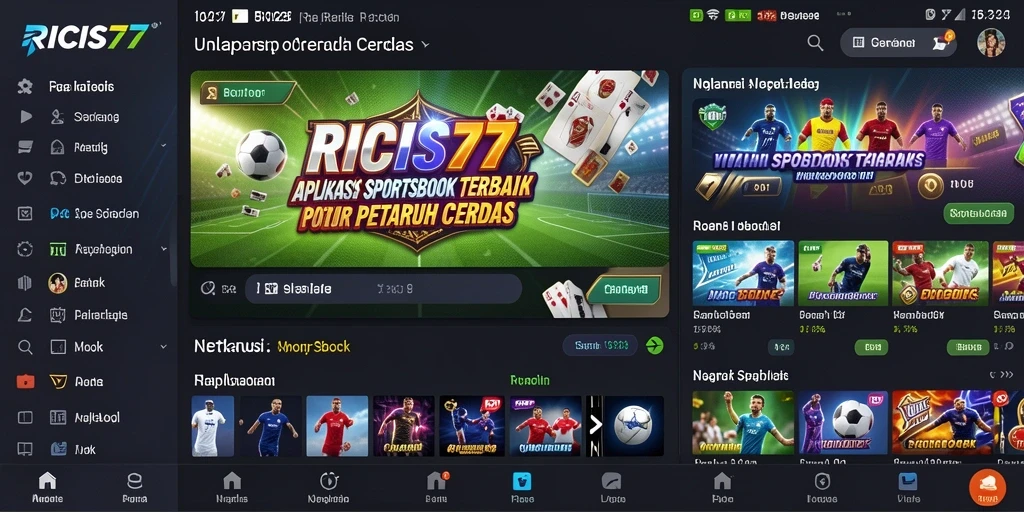 Tangkapan layar utama RICIS77 menunjukkan fitur taruhan olahraga yang menarik.