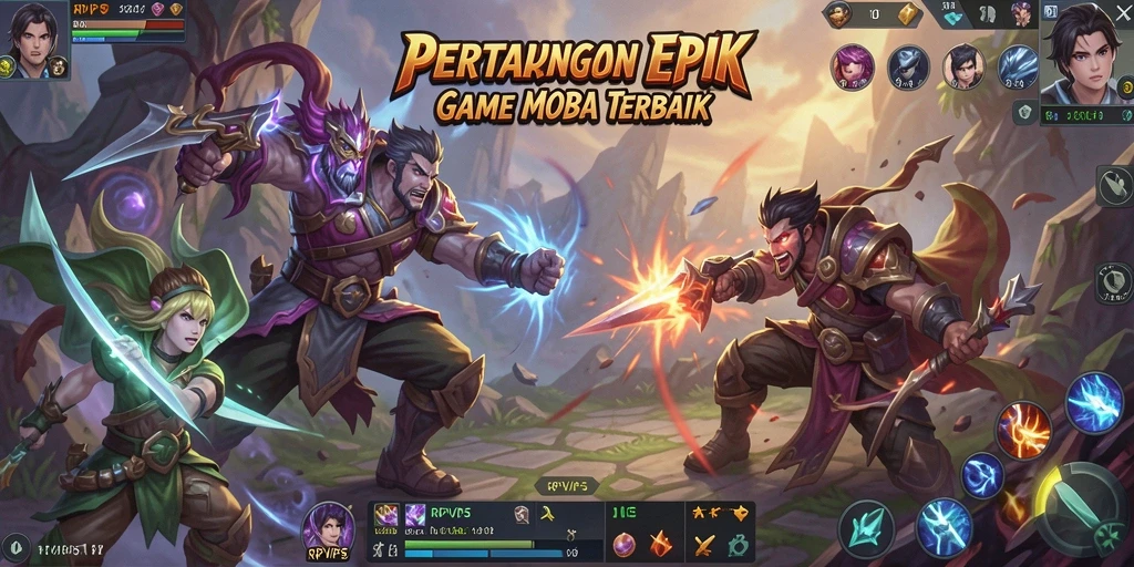 Tangkapan layar RPVIP5 menampilkan aksi gameplay MOBA yang menegangkan.