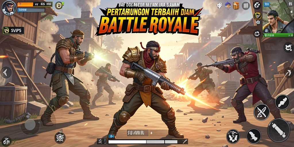 Screenshot dari gameplay SVIP5 menunjukkan aksi intens Battle Royale.