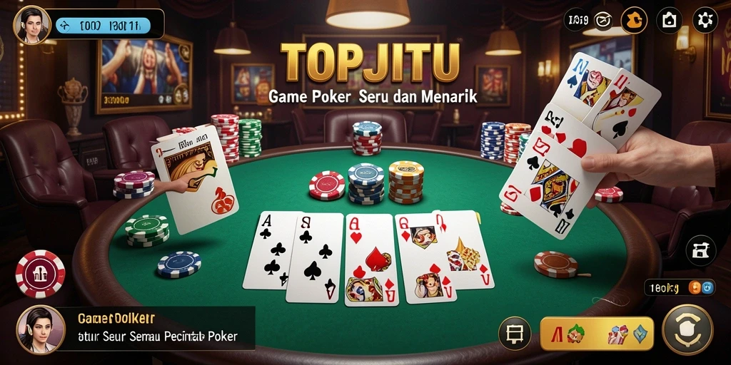 Screenshot gameplay poker dalam aplikasi TOPJITU yang menarik.
