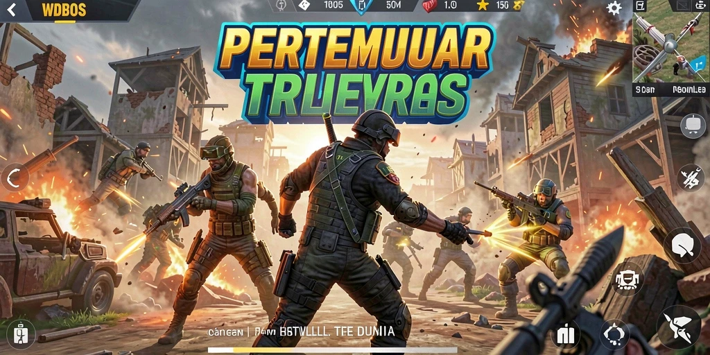 Tampilan gameplay WDBOS dengan aksi Battle Royale yang intens.
