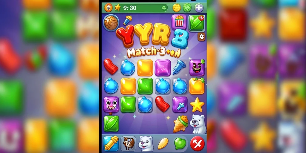Tampilan menarik dari gameplay <strong>YYRR</strong> dengan elemen Match-3 yang menantang.